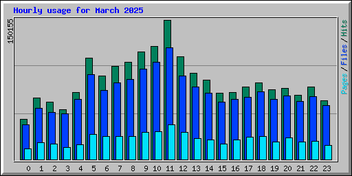 Hourly usage for March 2025