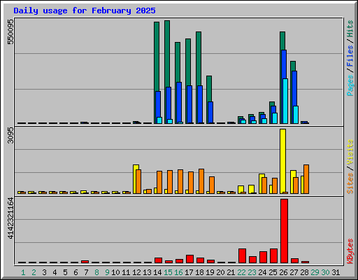 Daily usage for February 2025