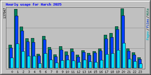 Hourly usage for March 2025